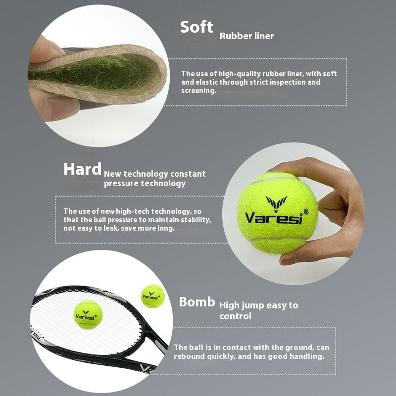 3pcs Wear-Resistant, High-Elasticity, Impact-Resistant Rubber Tennis Balls for Training and Matches. Professional High-Elasticity Training Tennis Balls Suitable for Indoor and Outdoor Use by Beginners and Competitors
