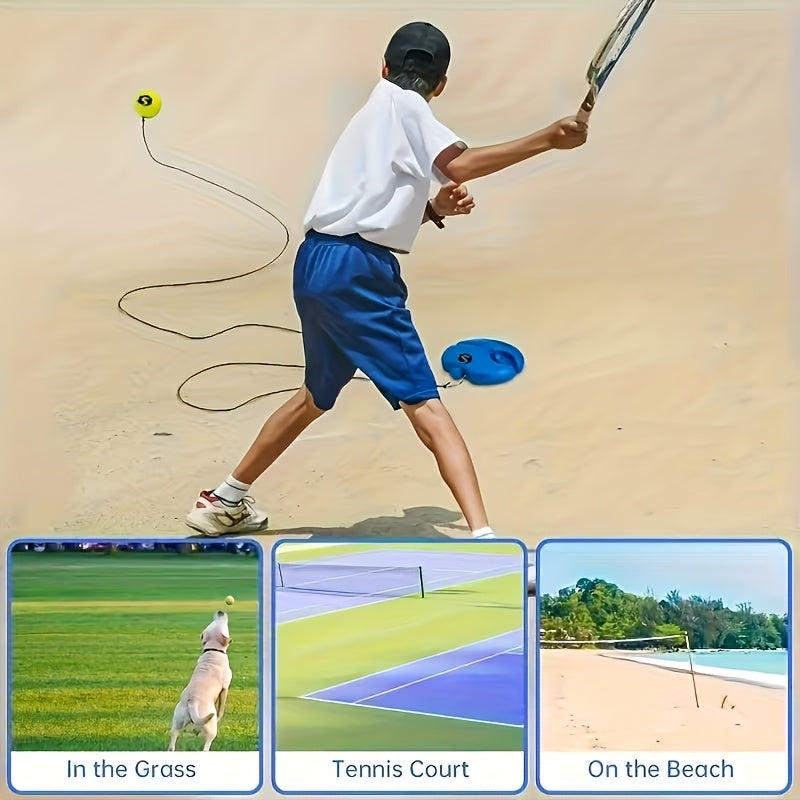 Adult Tennis Beginner Training Equipment, Tennis Ball with Rope Rebound, Outdoor Sports Tennis Single Training, Sand Stone Water Filling Base Stable Ground Non-Moving, Holiday Gift for Friends, Lovers