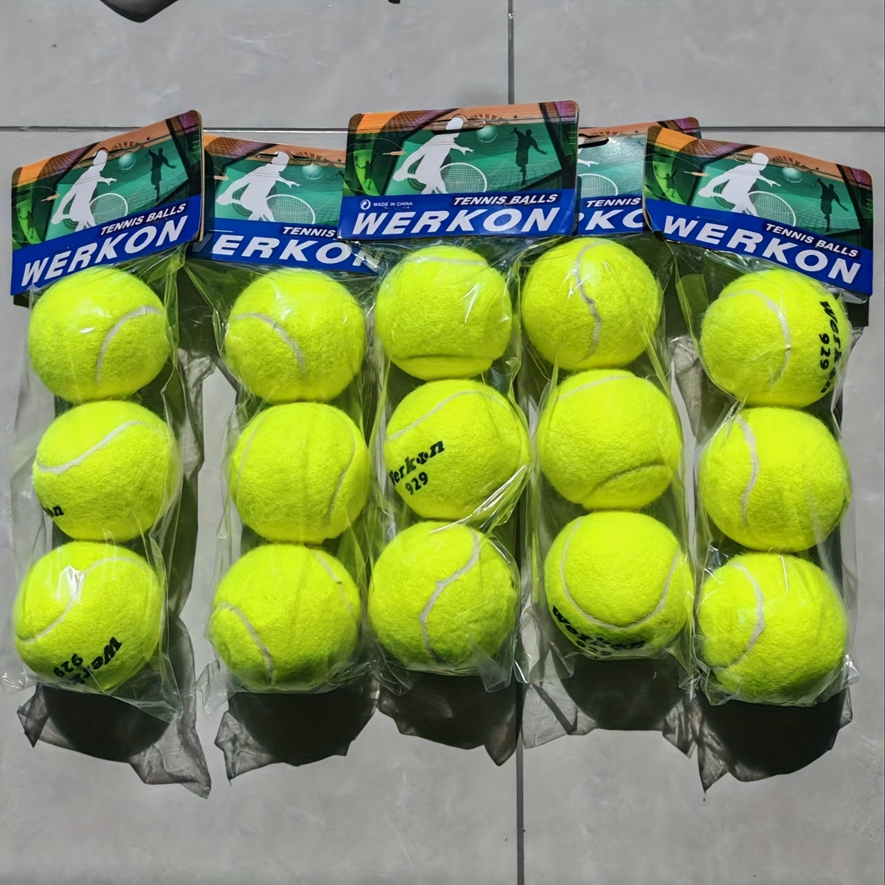 3pcs WERKON Durable High-Elasticity Tennis Balls for Training & Competition, Individually Wrapped, Fluorescent Yellow\u002FYellow, ITF for Advanced Play