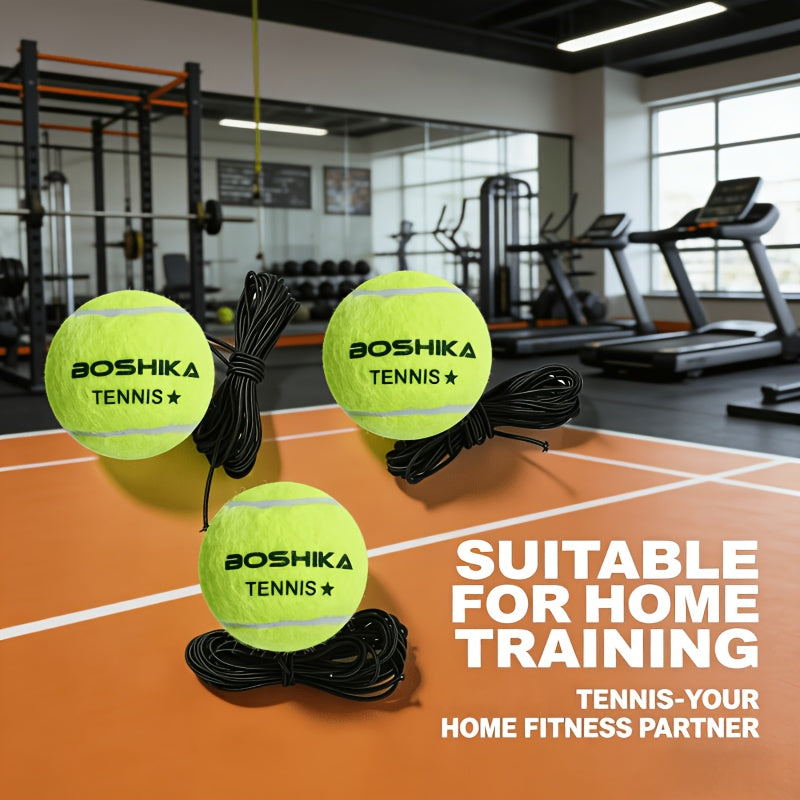 3pcs Tennis Ball with String, High-Elasticity, Durable Training Tennis Balls for Solo Workouts. Train Anytime, Anywhere. No Base Required; Can Be Tied Anywhere for On-the-go Practice. Ideal for Weekend Fitness, Daily Exercise, and Regular Workouts