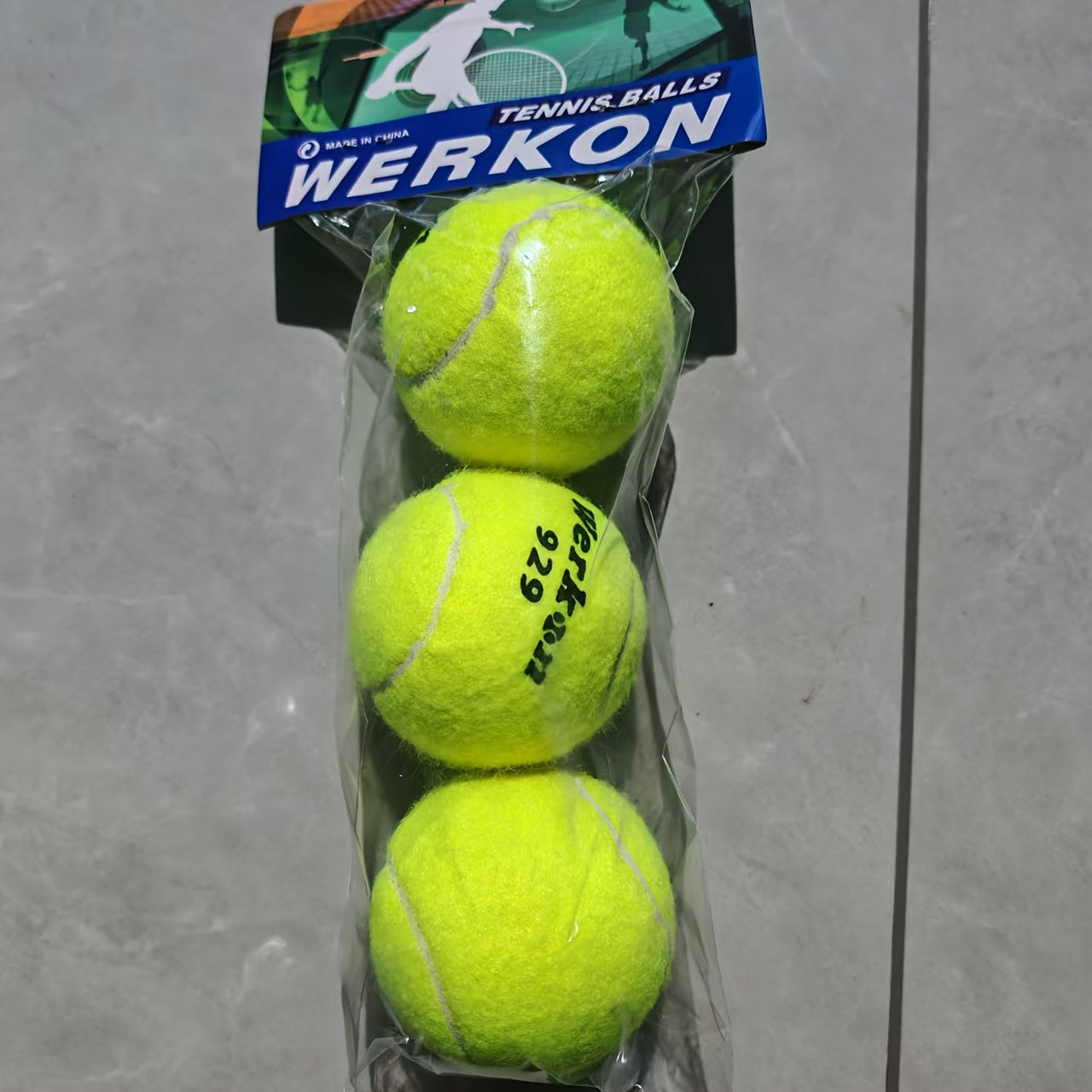 3pcs WERKON Durable High-Elasticity Tennis Balls for Training & Competition, Individually Wrapped, Fluorescent Yellow\u002FYellow, ITF for Advanced Play