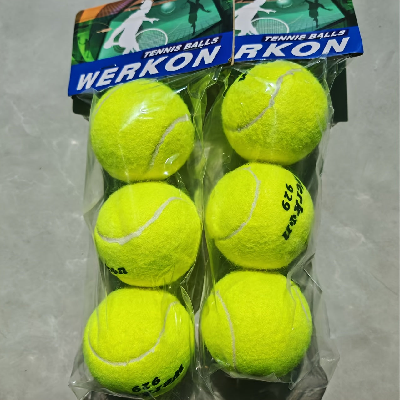 3pcs WERKON Durable High-Elasticity Tennis Balls for Training & Competition, Individually Wrapped, Fluorescent Yellow\u002FYellow, ITF for Advanced Play